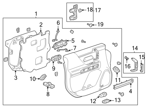 2024 GMC Hummer EV SUV Interior Trim - Front Door Diagram