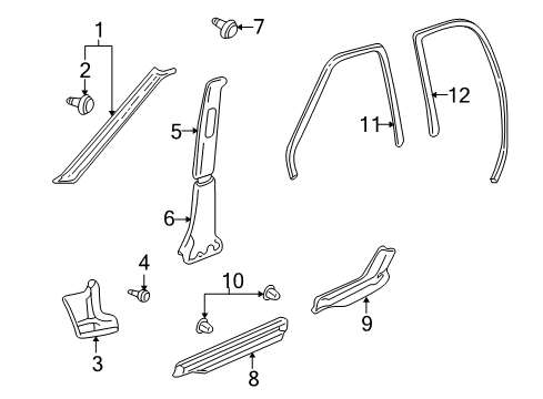 2003 Chevy Tracker Interior Trim - Pillars Diagram 2 - Thumbnail