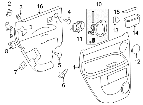 2009 Chevy HHR Interior Trim - Rear Door Diagram