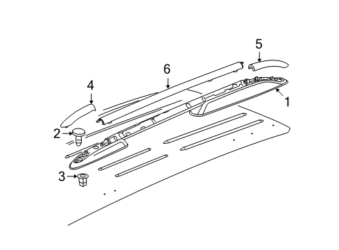 2008 GMC Acadia Side Rail, Passenger Side Diagram for 25907010