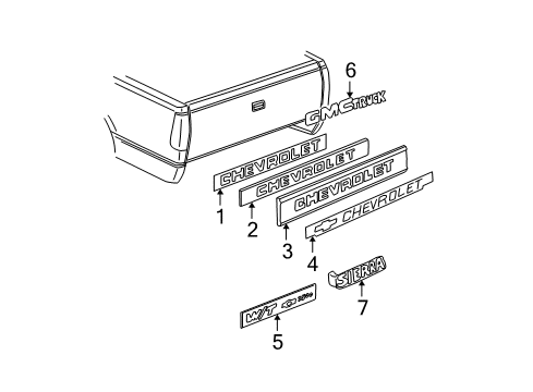 1995 Chevy C1500 Exterior Trim - Pick Up Box Diagram 2 - Thumbnail