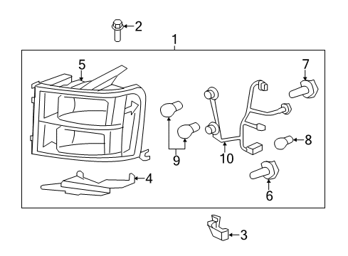 2014 GMC Sierra 2500 HD Headlamp Components Diagram