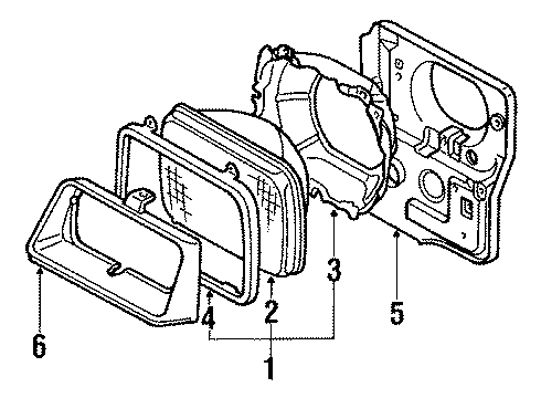 1987 Chevy Sprint Headlamp Components Diagram 2 - Thumbnail