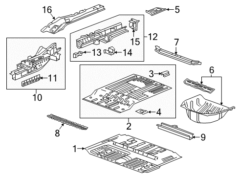 2024 Cadillac XT5 Rear Floor & Rails Diagram