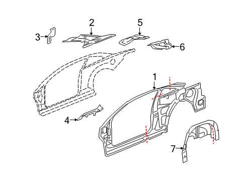 2007 Pontiac G5 Pillar Reinforcement Baffle, Rear Inner Diagram for 15875495