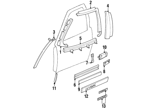 1999 Buick LeSabre Exterior Trim - Front Door Diagram