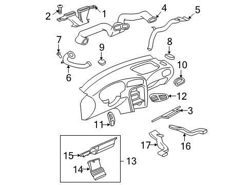 1999 Oldsmobile Alero Floor Duct, Passenger Side Diagram for 22619820