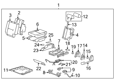 2007 Chevy Tahoe Seat Frame, Passenger Side Diagram for 15791116