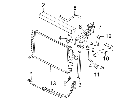 2000 Chevy Malibu Radiator & Components Diagram