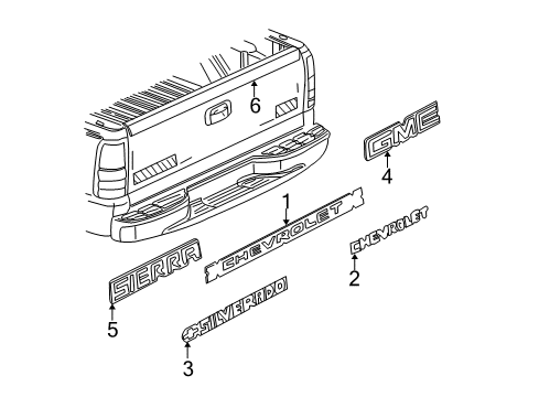 2005 Chevy Silverado 2500 HD Exterior Trim - Pick Up Box Diagram 8 - Thumbnail