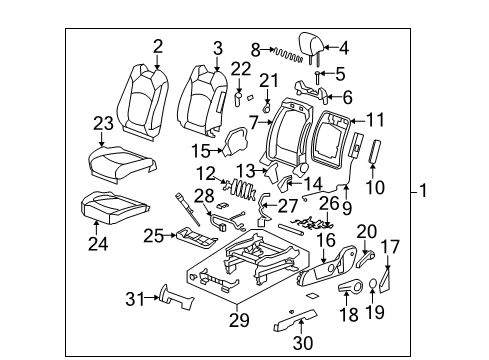 2010 Saturn Outlook Adjust Handle Cap, Titanium, Driver Side Diagram for 15900563