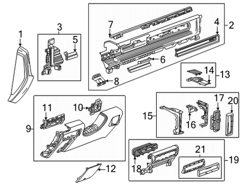 2024 GMC Hummer EV SUV Instrument Panel Components Diagram