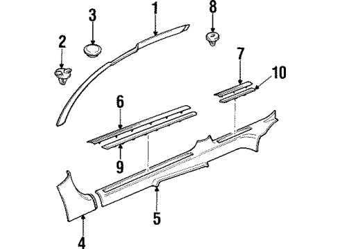 1998 Cadillac Catera Interior Trim - Pillars Diagram