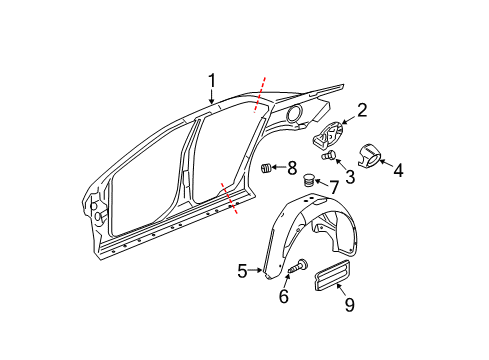2011 Chevy Malibu Quarter Panel & Components Diagram