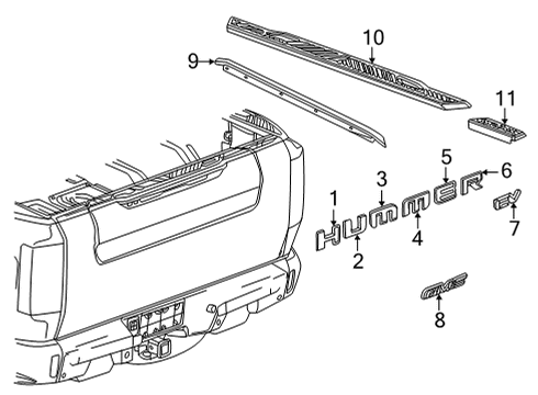 2024 GMC Hummer EV Pickup Exterior Trim - Tail Gate Diagram