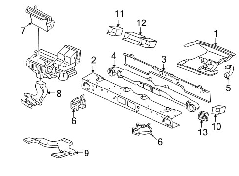 1998 Pontiac Trans Sport Air Outlet, Driver Side Diagram for 10430060