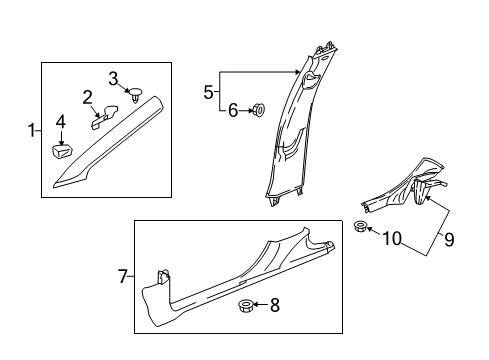 2016 Chevy Cruze Interior Trim - Pillars Diagram