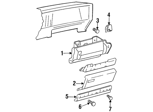1998 Buick LeSabre Glove Box Door Bumper Diagram for 25624804