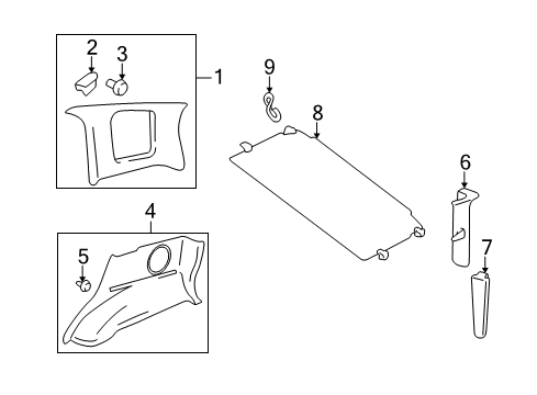 2004 Chevy Tracker Windshield Pillar Trim Clip Diagram for 30005484