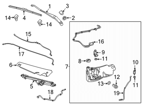 2022 Cadillac Escalade Arm, Windshield Wiper Transmission Diagram for 86813926