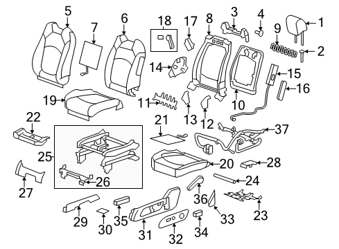 2009 Buick Enclave Seat Back Frame, Driver Side Diagram for 25941580