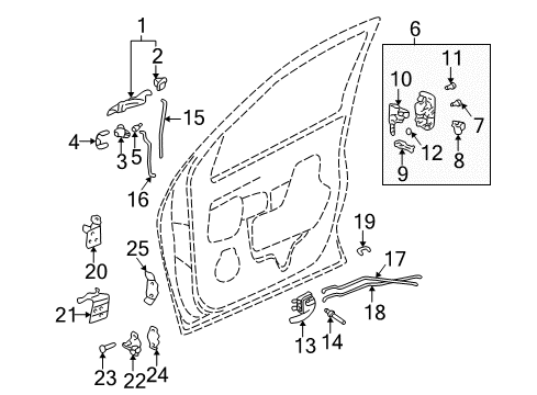 2004 Buick Rendezvous Front Door - Lock & Hardware Diagram