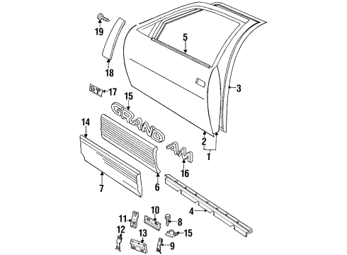 1996 Pontiac Grand Am Door Shell, Front Passenger Side Diagram for 22582208