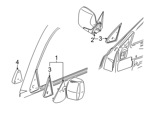 2005 Chevy Silverado 2500 HD Outside Mirrors Diagram 4 - Thumbnail