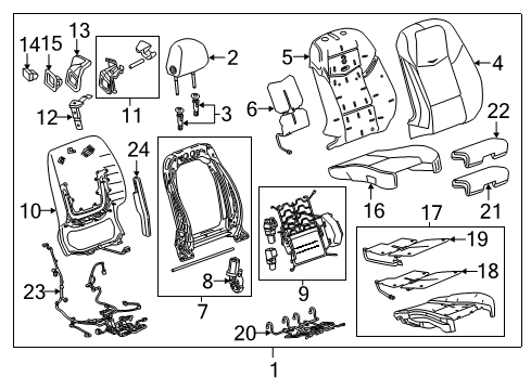 2017 Cadillac ATS Passenger Seat Components Diagram
