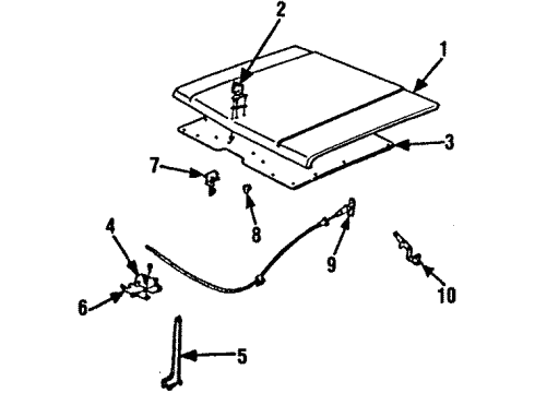 1991 Chevy V3500 Hood & Components Diagram