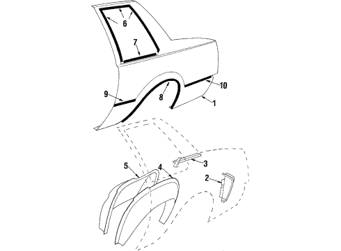 1985 Buick Skyhawk Quarter Panel & Components Diagram