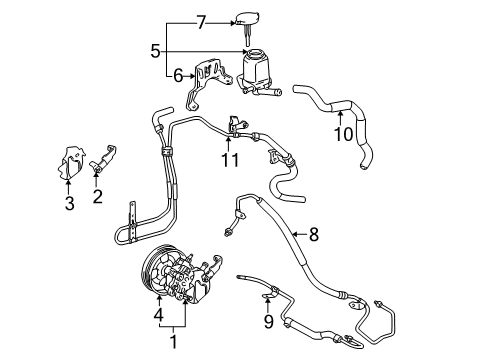 2004 Pontiac Vibe Power Steering Pump Bracket Diagram for 88971090