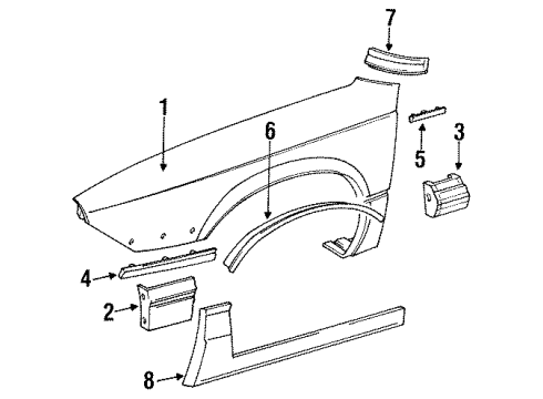 1994 Buick Regal Body Side Molding, Black, Front Driver Side Diagram for 12399363