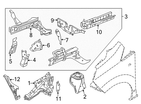 2016 Chevy City Express Closure Panel, Front Driver Side Diagram for 19317086