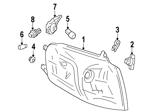 2002 Oldsmobile Silhouette Parking/Marker Lamp, Front Driver Side Diagram for 15130498