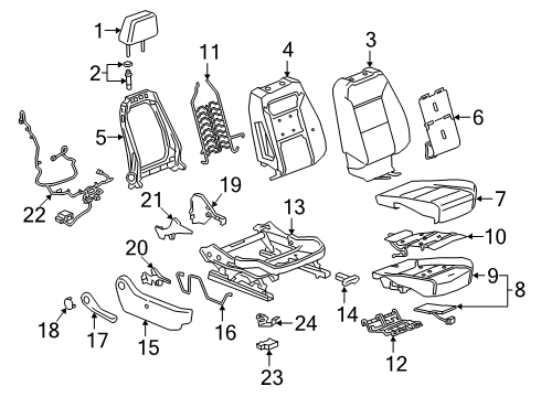 2024 Chevy Silverado 1500 Passenger Seat Components Diagram