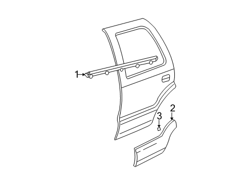 2006 Cadillac Escalade Exterior Trim - Rear Door Diagram