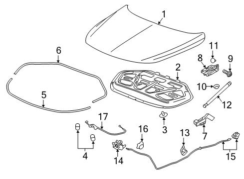 2019 Buick LaCrosse Lift Cylinder Diagram for 22977333