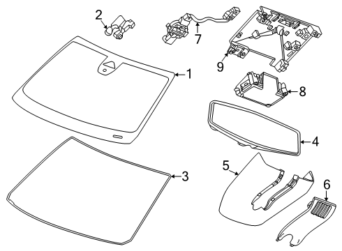 2024 GMC Sierra EV Glass - Windshield Diagram
