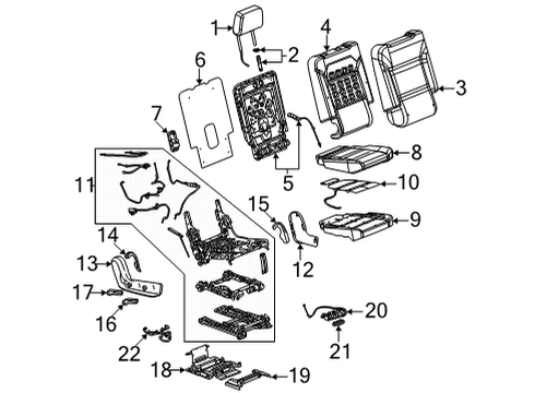 2021 Chevy Suburban Seat Back Pad, Rear Diagram for 84933120