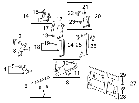 2010 Hummer H3T Door Trim Panel Retainer Diagram for 11609697