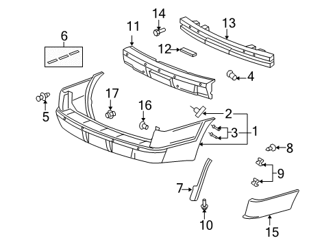 2005 Pontiac Montana Bumper Cover Bracket Diagram for 10305989