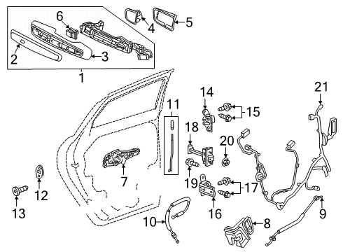 2025 Buick Enclave Rear Door - Lock & Hardware Diagram