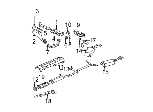 2001 Cadillac DeVille Exhaust Pipe Diagram for 12564240