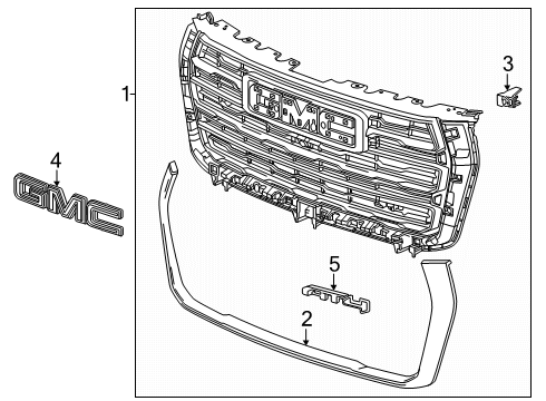 2025 GMC Yukon Grille & Components Diagram
