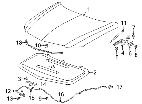 2022 Cadillac XT6 Hood Diagram for 84931160