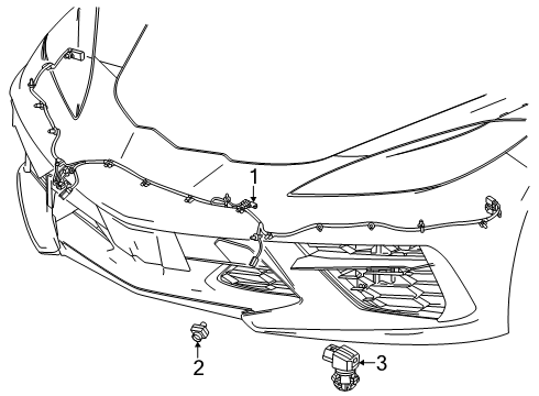2025 Chevy Corvette Electrical Components - Front Bumper Diagram