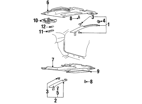 1993 Pontiac Firebird Windshield Pillar Trim, Upper Passenger Side Diagram for 10408109