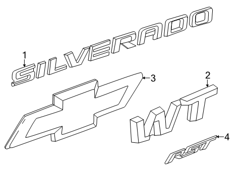 2024 Chevy Silverado EV Exterior Trim - Tail Gate Diagram