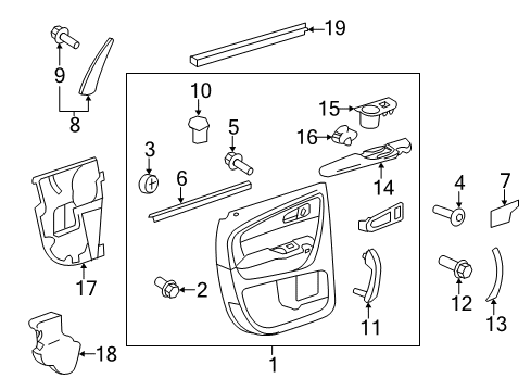 2011 Chevy Traverse Interior Trim - Rear Door Diagram